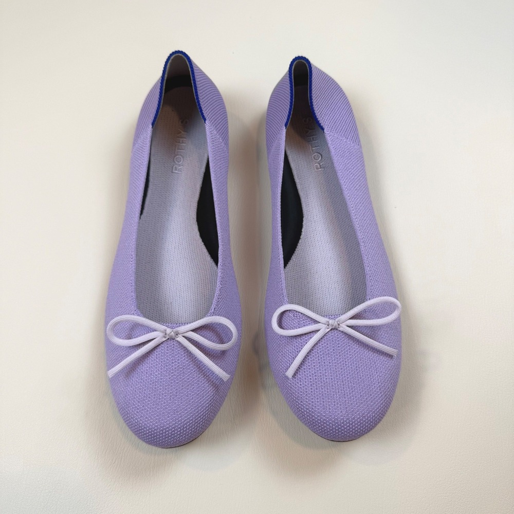 Rothys The Ballet Flat Iris Lilac Purple Bow Knit Shoes Womens 11 Balletcore